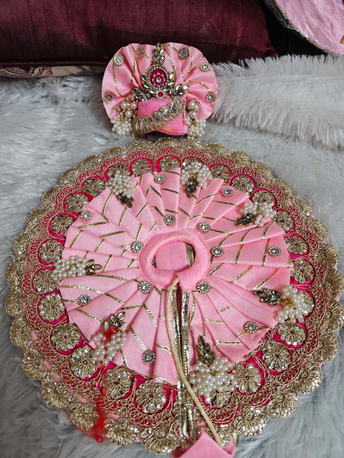 Royal Pink Ladoo Gopal Dress with Mukut Set